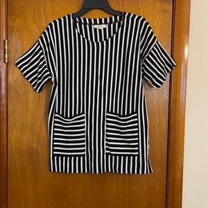 Madewell Black/White Stripe Top Size Large